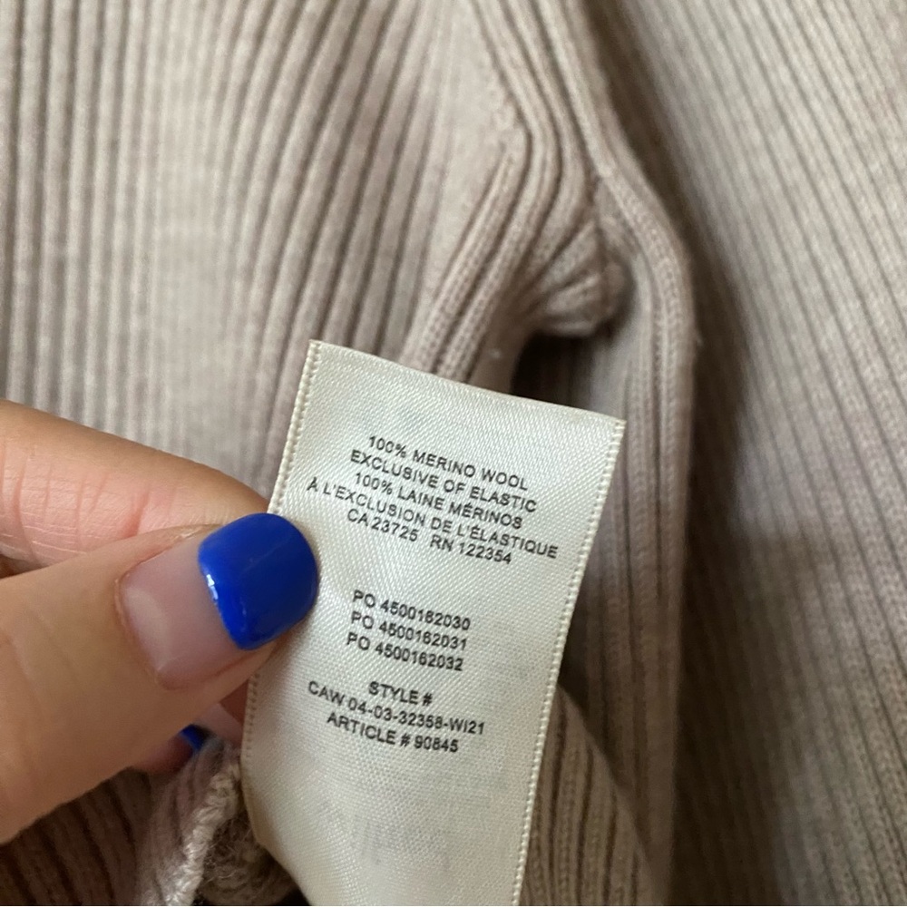 Aritzia wilfred rebecca ribbed turtleneck merino wool sweater grey beige - Picture 7 of 8